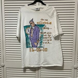 VTG Y2k Lee Sport White Graphic Tee with Purple and Orange Accents XL